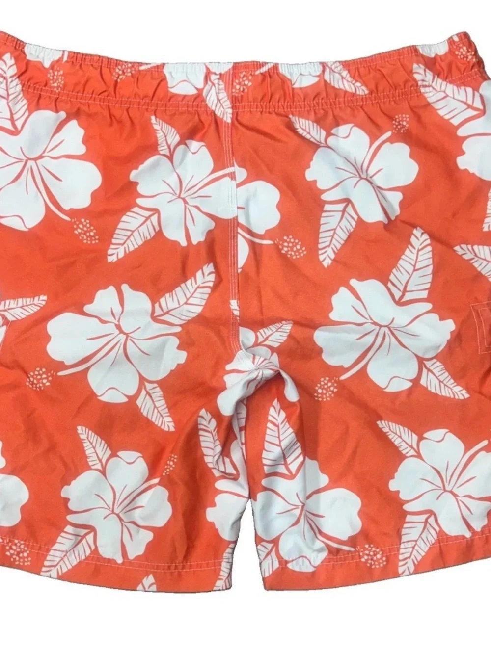 OP Orange Swim Shorts with White Hibiscus Sz L